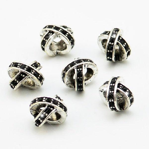 Image du produit Hermex X - Bead argenté 925 avec strass - Noir argenté (Alliage métallique)