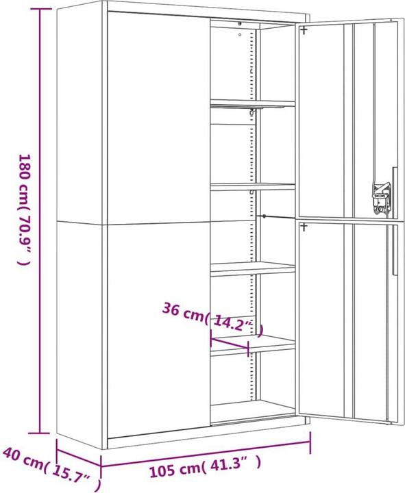 Produktbild vidaXL Aktenschrank (105 x 40 x 180 cm)