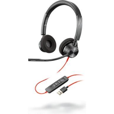 Poly Blackwire 3320 Microsoft (Kabelgebunden, USB-A), Office Headset, Schwarz