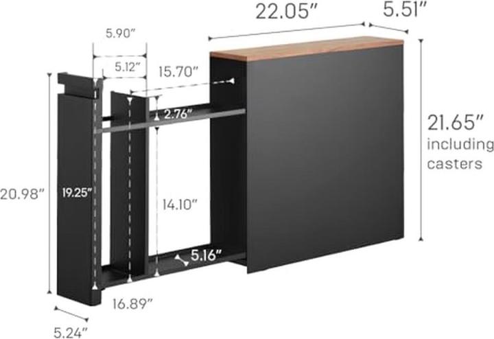 Produktbild Yamazaki Auszieh-Regal mit Holzablage TOWER (140 x 56 x 55 cm)