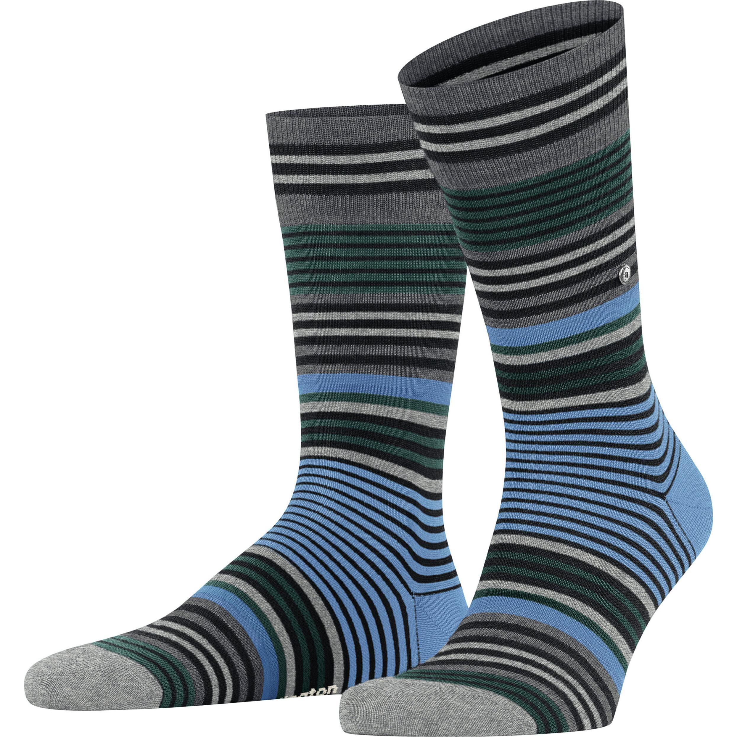 Burlington, Herren, Socken, Stripe Herren, Schwarz, (46 - 50)