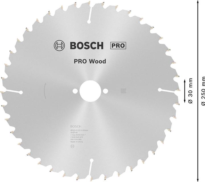 Produktbild Bosch Professional Zubehör PRO Wood Kreissägeblatt, 250 x 3.2 x 30 mm