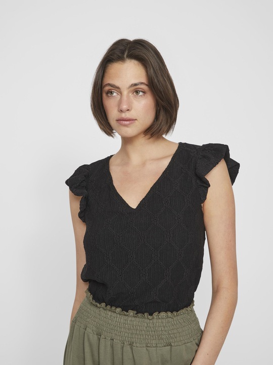 Actual product image Vila V-neck top with cropped sleeves (XS)