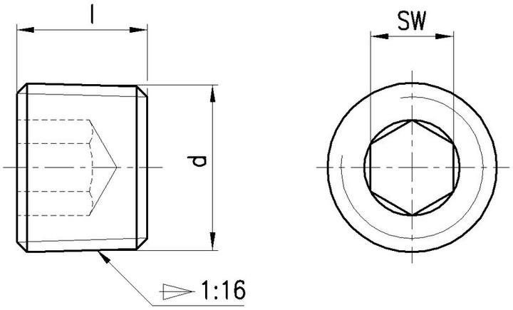 Actual product image BRW Hexagon socket plug screw Tapered