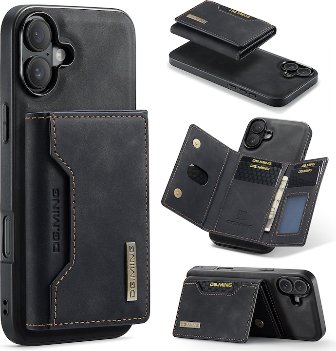 Produktbild Dg.Ming iPhone 7/8/SE 2020/SE 2022 - Etui, Leder-Optik, Kartenfach & Magnetverschluss, Schwarz (Apple iPhone 8, Apple iPhone SE, Apple iPhone 7)