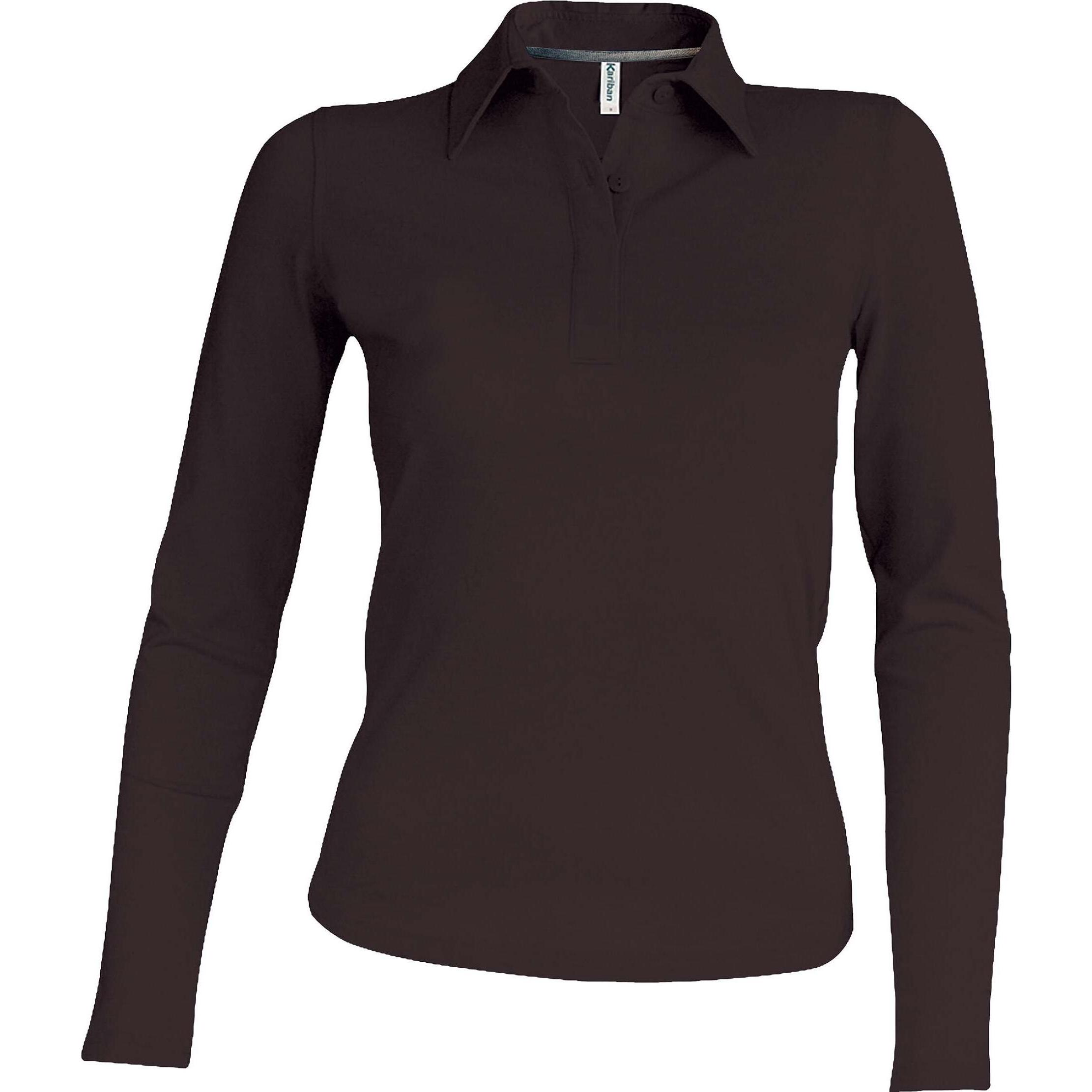 Kariban, Damen, Shirt, Damen Poloshirt mit langen Ärmeln, Braun, (3XL)