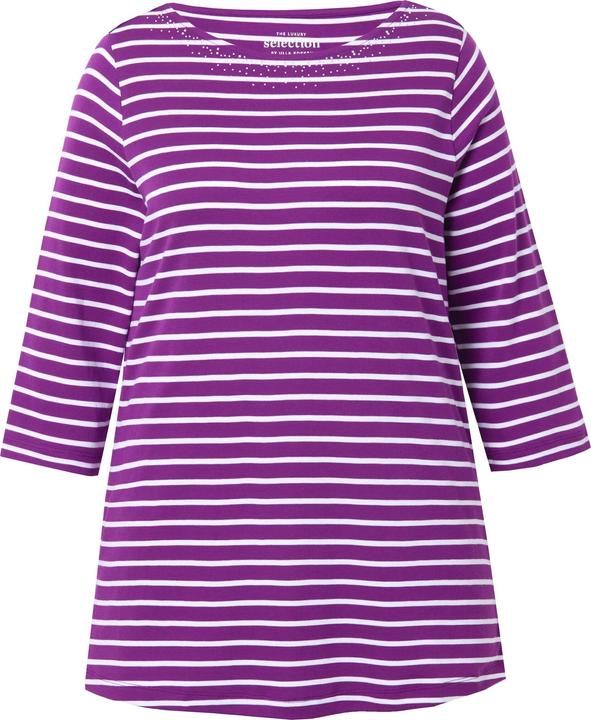 Produktbild Ulla Popken Ringelshirt, Pima Cotton, U-Boot-Ausschnitt, 3/4-Arm (56)