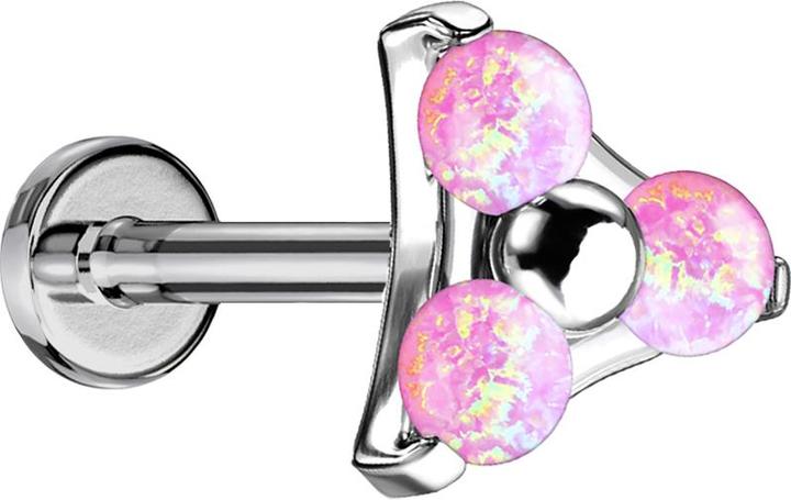 Immagine prodotto Star Piercing Labret Micro Threadless argento triangolo tre opali rosa (senza ottone, Titanio)