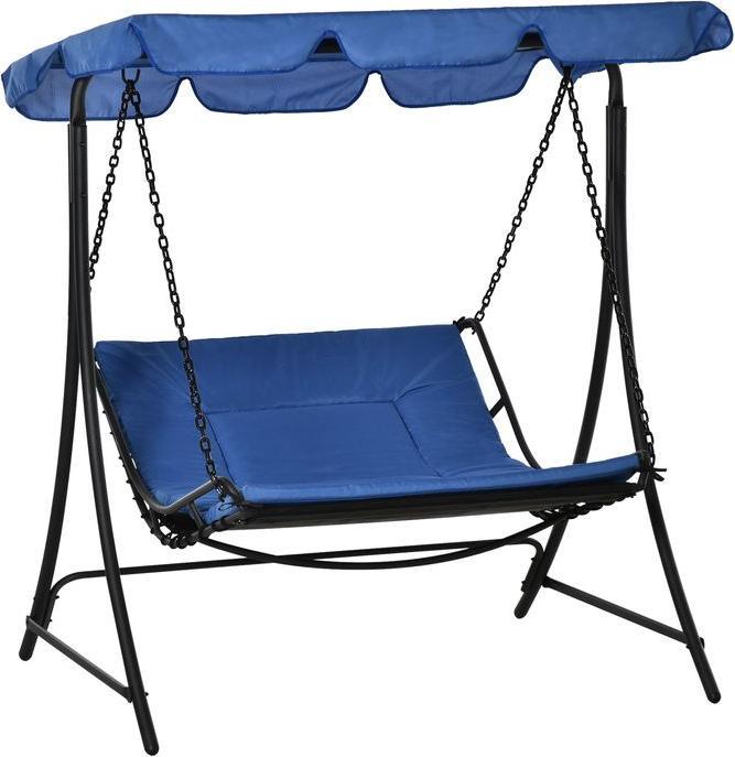 Produktbild Swisshandel24 Schwingliege Hollywoodschaukel Gartenliege mit Dach für 2 Personen Stahl Blau 164x116x176cm