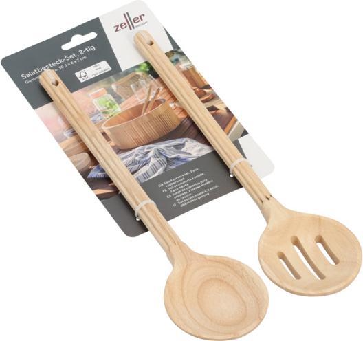 Actual product image Zeller Present Stripes" salad servers set, 2-piece, rubber tree (Salad servers)