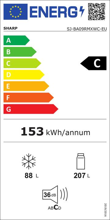 Label énergétique Sharp SJ-BA09RMXWC-EU (294 l)