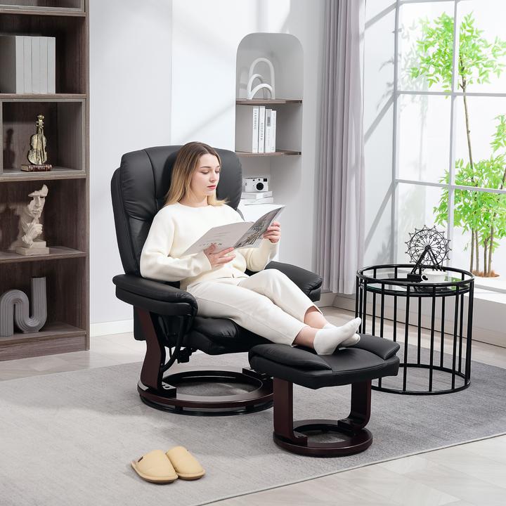 Image du produit Homcom Relaxsessel mit Hocker Kunstleder Schwarz