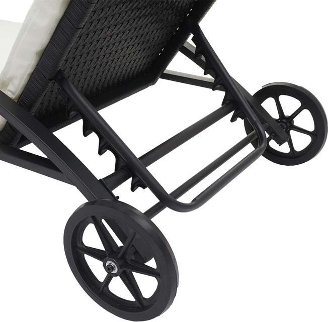 Produktbild Swisshandel24 2x Sonnenliege, Relaxliege Gartenliege, Poly-Rattan - schwarz, Kissen creme-beige (200 cm)