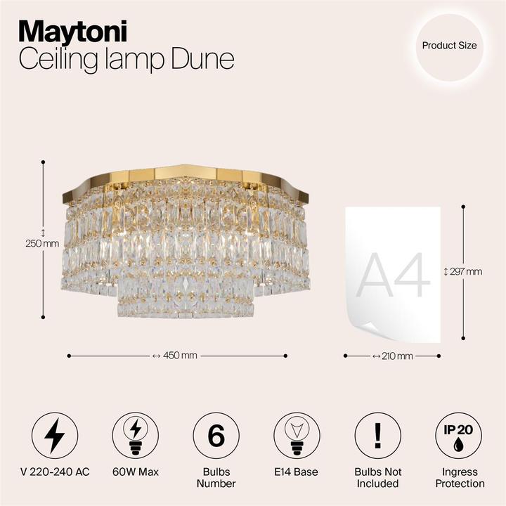 Produktbild Maytoni Dune Deckenleuchte, Deckenlampe 6x E14 Gold-Farbe