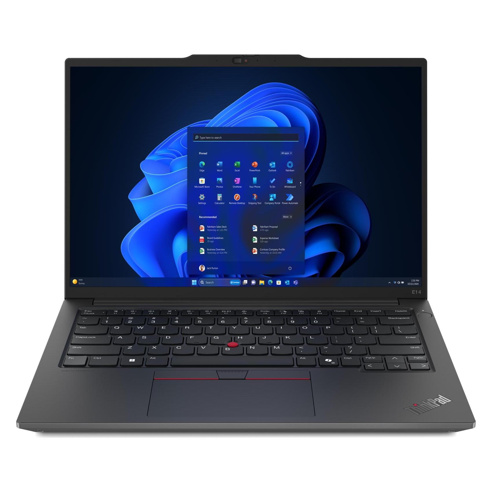 Lenovo ThinkPad E14 Gen 6 (14", 256 GB, 8 GB, DE, Intel Core Ultra 5 125U), Notebook, Schwarz