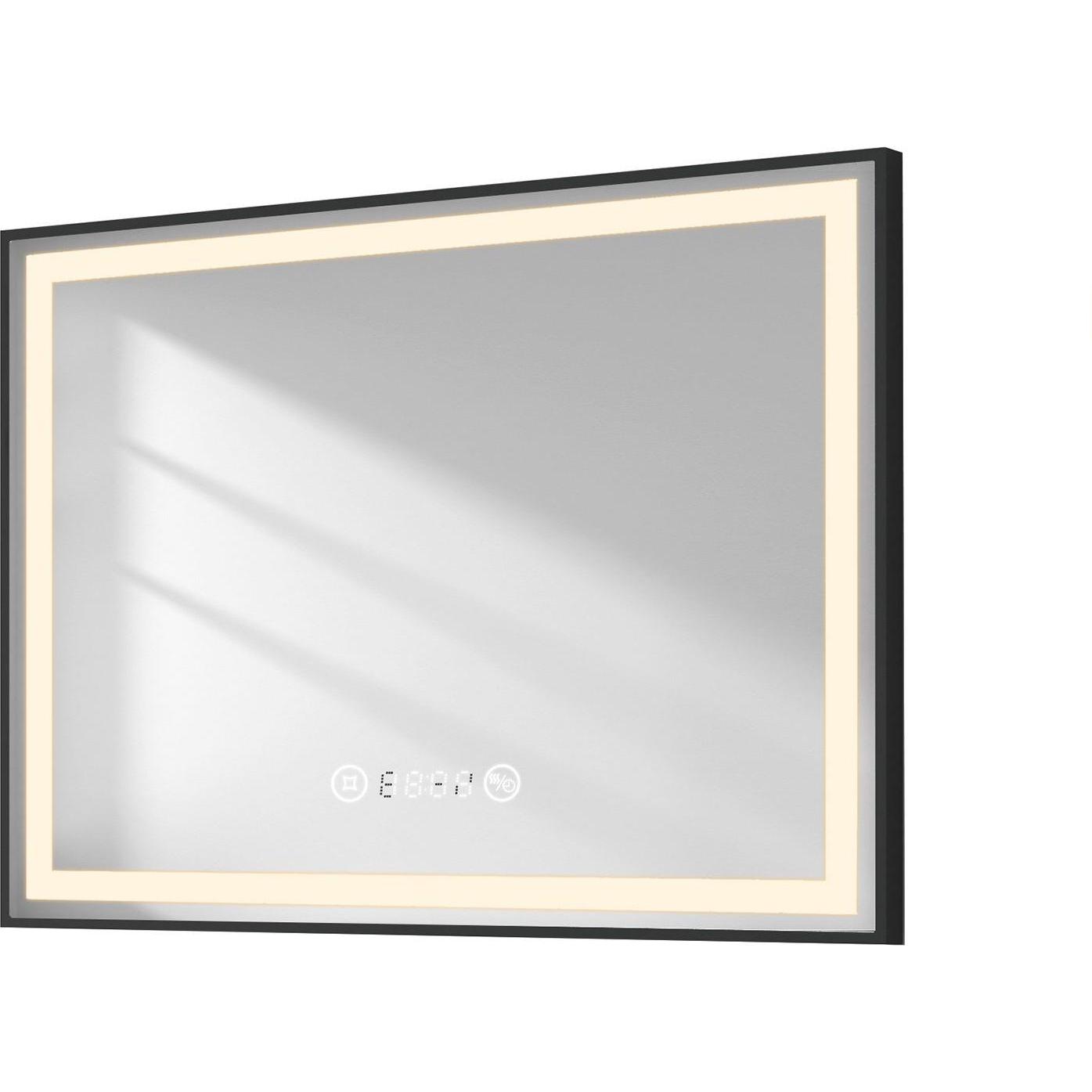 Emke, Spiegelschrank, Badspiegel mit Beleuchtung 80*60cm,Beschlagfrei, Temperatur und Uhr Kaltweiss(6500K), Dimmbar (80 ...