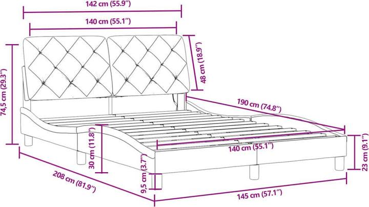 Produktbild vidaXL Bettgestell (140 x 190 cm)