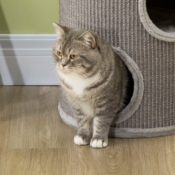 Immagine prodotto PawHut Cestino per grattini con 3 vani (70 cm, Grigio chiaro)