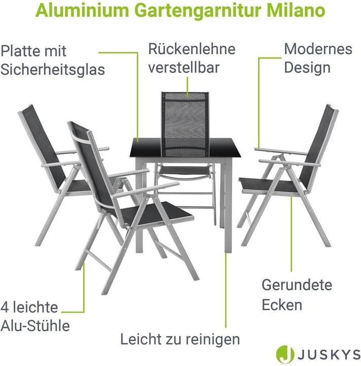 Produktbild Juskys Gartengarnitur Milano (80 x 80 x 74 cm)