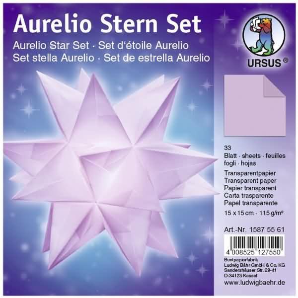 Ursus, Bastelpapier, Faltblätter Aurelio Stern Transparentpapier 115g/qm 15x15cm 33 Blatt lila (115 g/m², 1 x)