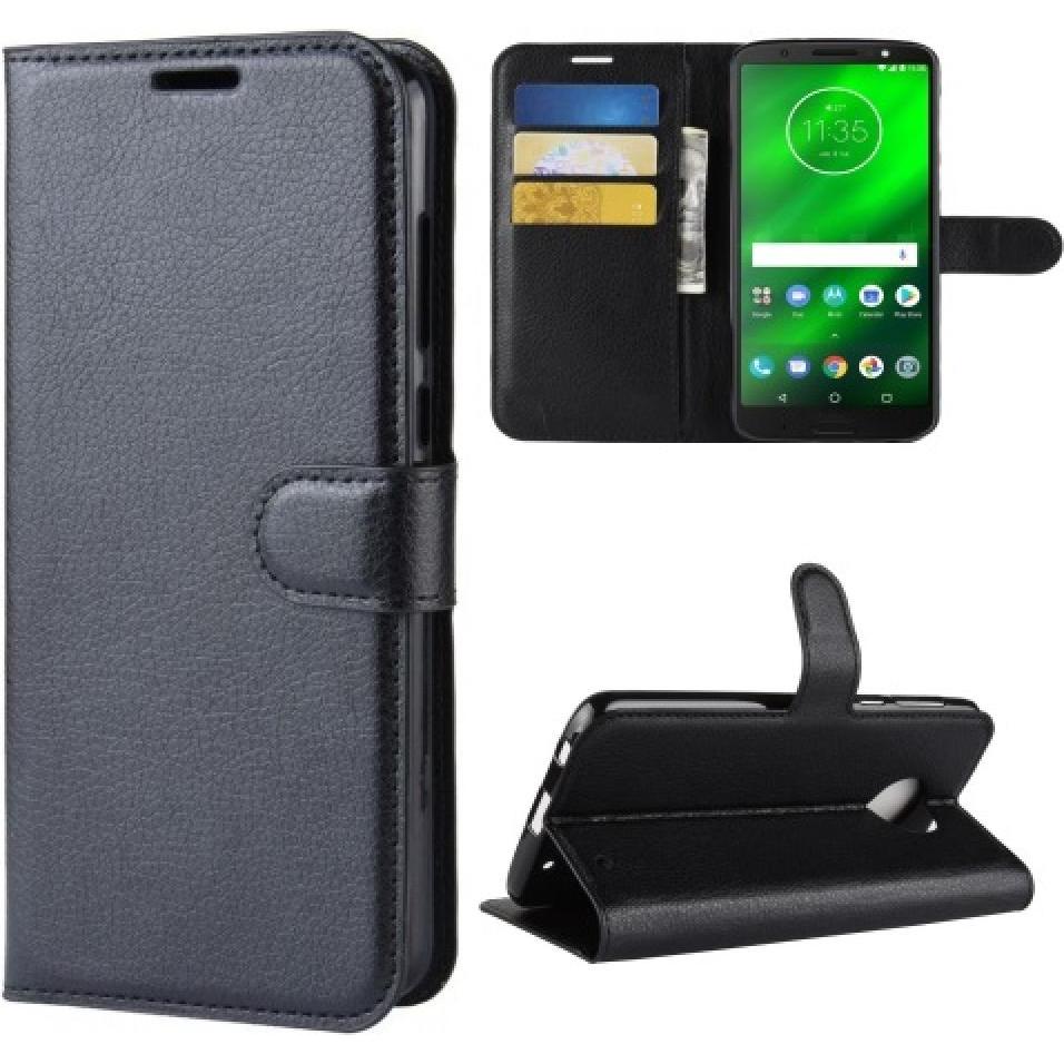Screenguard Motorola Moto G6 Plus Leather Guard Lederhülle (Motorola Moto G6 Plus), Smartphone Hülle, Schwarz
