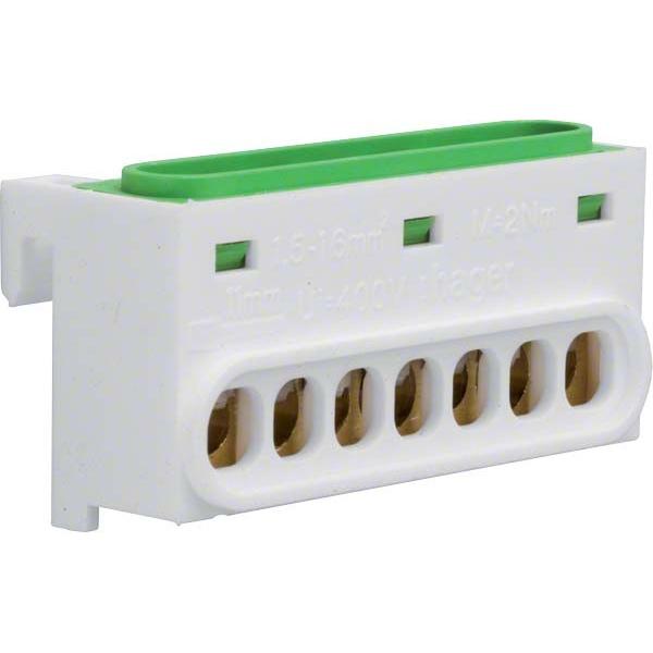 Hager, Verteilerschrank Zubehör, PE-Klemme 7 Klemmstellen, IP2X GZ07E