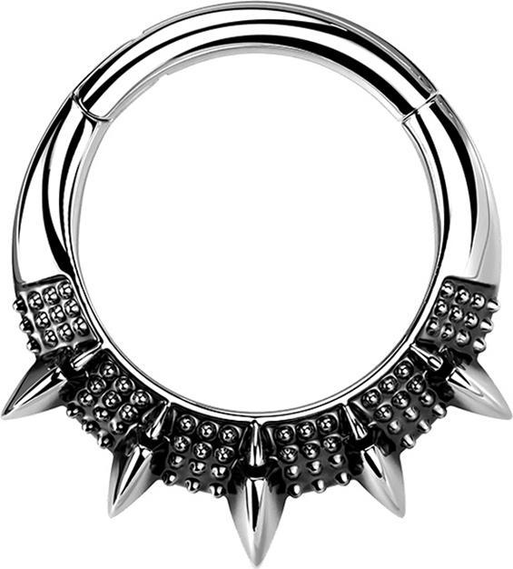 Actual product image Star Piercing Micro segment ring foldable silver five cones (without brass, Surgical steel 316L)