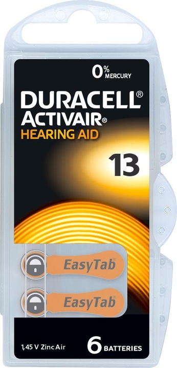 Productafbeelding Duracell Hoortoestel batterij Activair 13 (6 Pcs., ZA13 GP, 290 mAh)