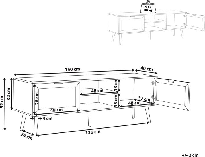 Produktbild Beliani Opoco (150 x 40 x 52 cm)