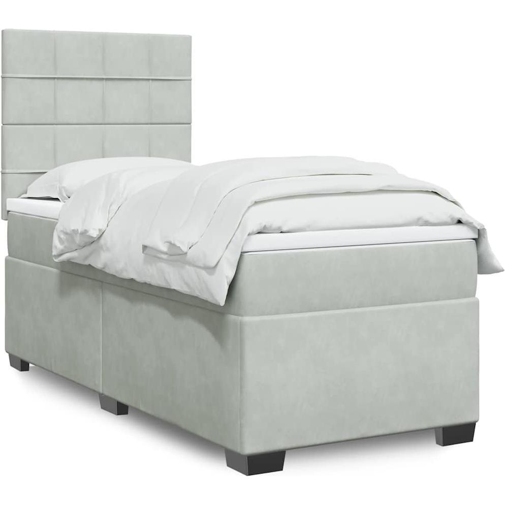 VidaXL, Bett, Bo x springbett mit Matratze 90 x 190 cm Samt (90 x 190 cm)