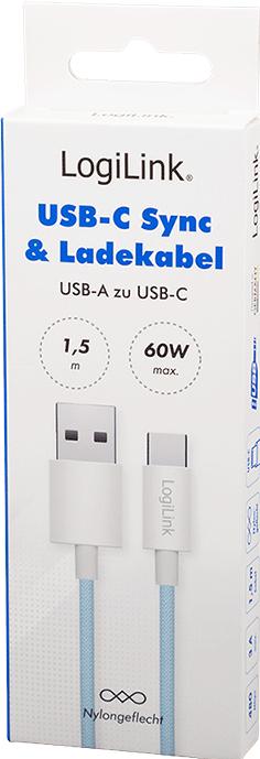Image du produit LogiLink USB A – USB C (1.50 m, USB 2.0, 60 W)