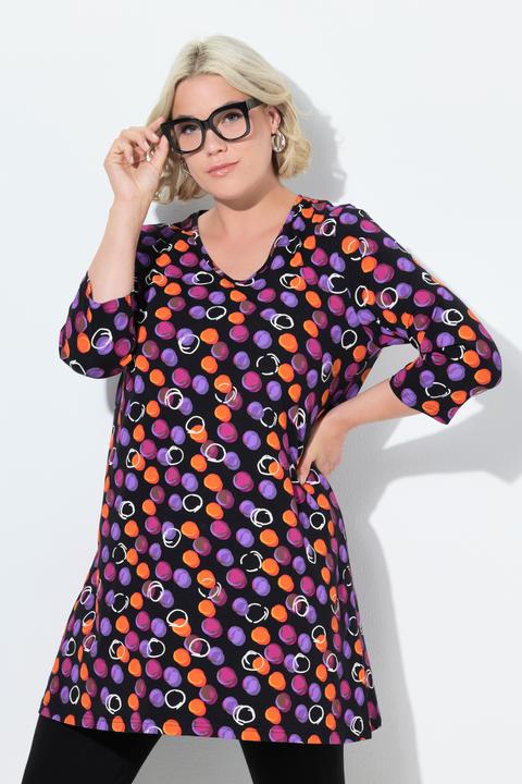 Produktbild Ulla Popken Longshirt, Punkte, A-Linie, V-Ausschnitt, 3/4-Arm (62)