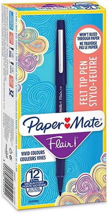 Paper Mate Penna in fibra Flair M Confezione da 12 pezzi Navy (Blu marino, 12 x)