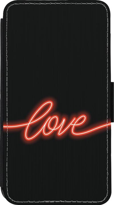 Actual product image PhoneLook Coque Wallet noir Valentine 2023 neon love (Apple iPhone 13 mini)