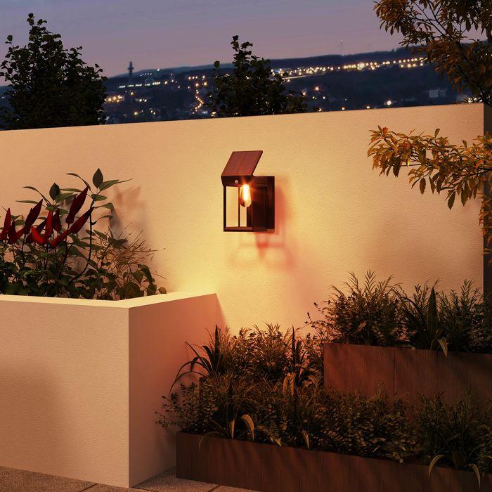 Actual product image Swisshandel24 Solar wall light LED outdoor light garden light warm white adjustable light sensor IP44 black (160 lm, IP44)