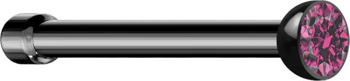 Produktbild Star Piercing Nasenstecker gerade schwarz Halbkugel Kristall pink (ohne Messing, Chirurgenstahl 316L)