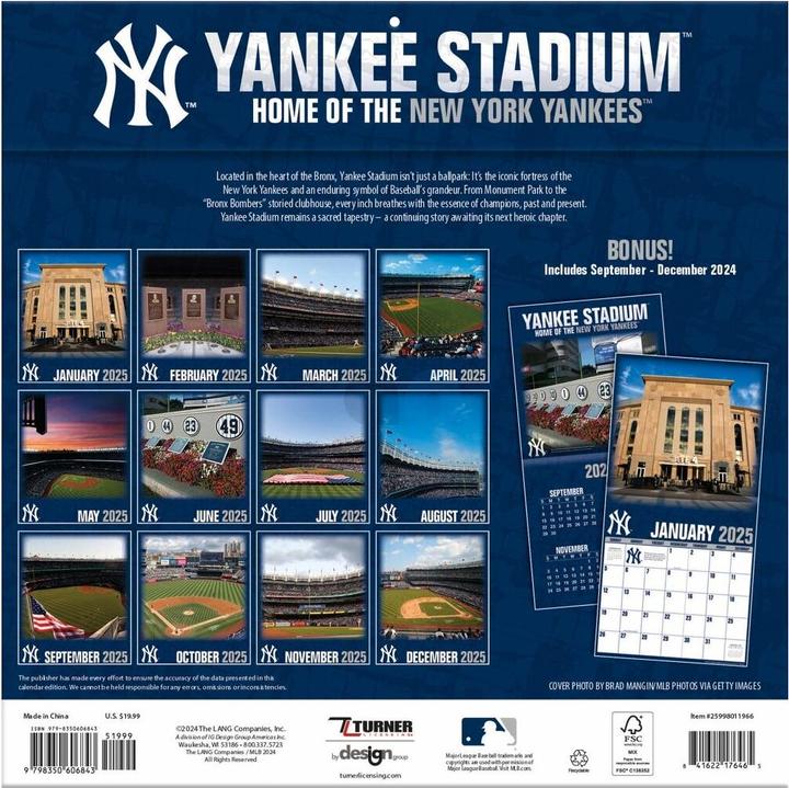 Actual product image MLB - New York Yankees. Yankee Stadium - 30.5 x 30.5 cm Stadium Wall Calendar 2025 (30.5 x 30.5 cm)