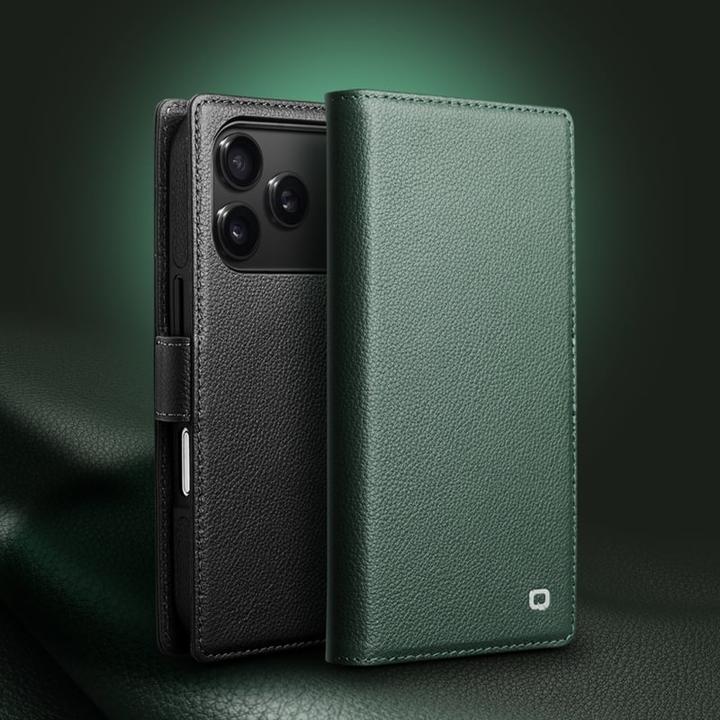 Image du produit QiAlino Coque Flip Luxury magnetic 2 en 1 MagSafe wallet cuir véritable (Apple iPhone 17 Pro)