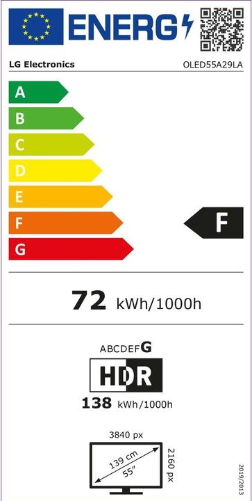 Energy Label LG OLED55A29LA (55", A2, OLED, UHD, 2022, CH)