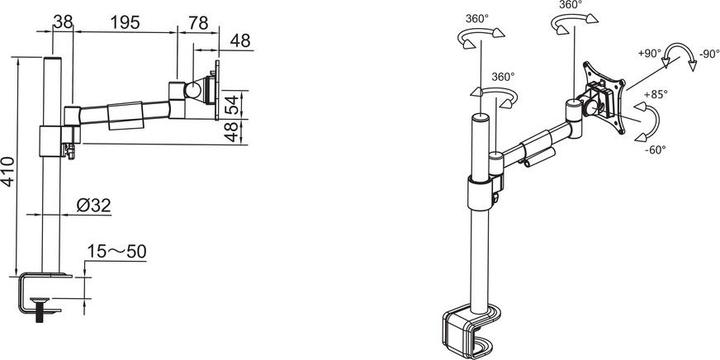 Produktbild Multibrackets Tischhalterung Officeline Single (Tisch, 30", 8 kg)