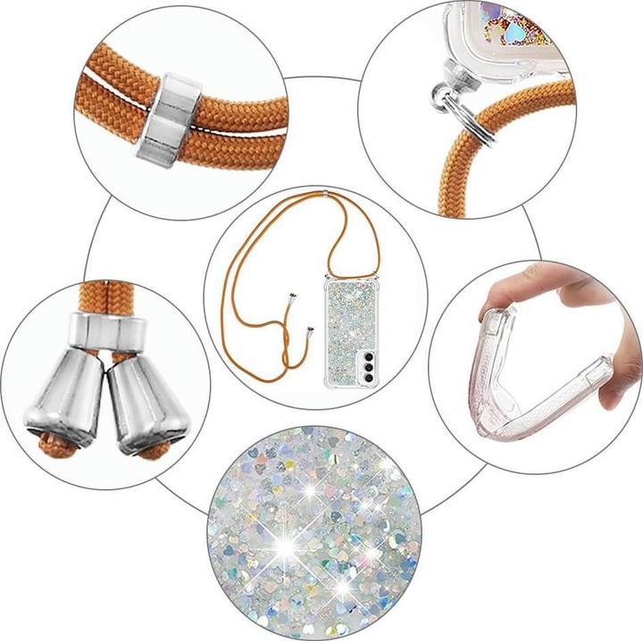 Immagine prodotto Cover-Discount Galaxy S23 FE - Cover glitterata con cordino rosa (Samsung Galaxy S23 FE)