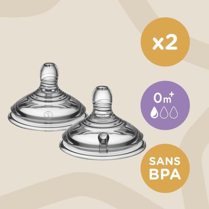 Productafbeelding Tommee Tippee Set van 2 spenen met trage speen - Transparant