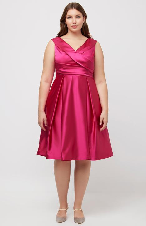 Produktbild Ulla Popken Abendkleid, A-Linie, drapiert, V-Ausschnitt, ärmellos (54)