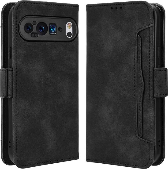 Custodia Portafoglio In Pelle Per Google Pixel 9 / 9 Pro / 9 Pro XL (6.8'') - Con Porta Carte E Supporto - Nero - copertina