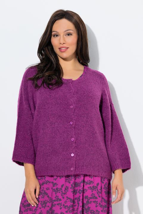 Produktbild Ulla Popken Strickjacke, Oversized, Rundhalsausschnitt, 3/4-Arm (60)