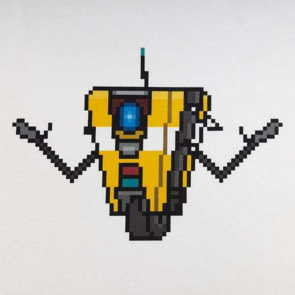 Produktbild DEVplus Borderlands Raglan T-Shirt ""Claptrap Pixel Art"" White/Black (S)