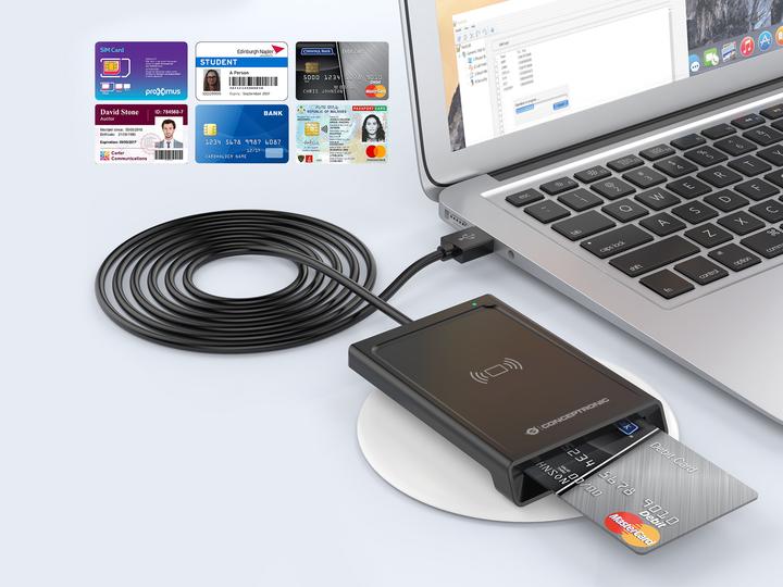 Produktbild Conceptronic Smart-ID Kartenleser USB-A schwarz (USB 2.0)