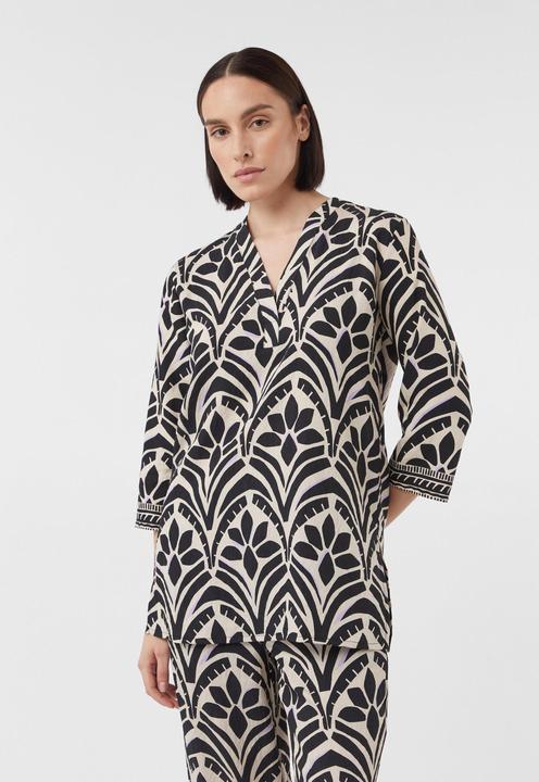 Produktbild Comma Bluse Lange Bluse mit V-Ausschnitt und All-over-Print (36)