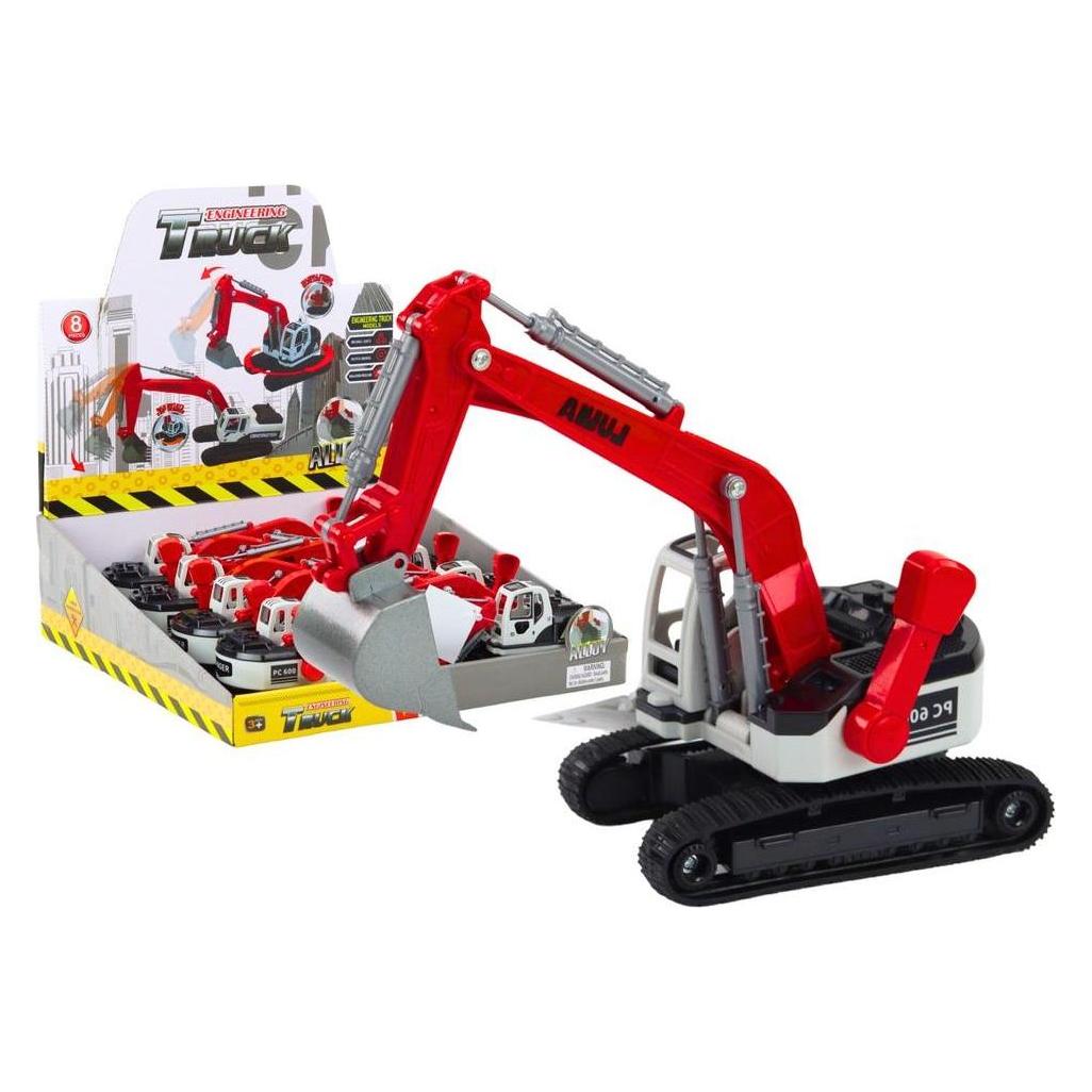 Lean Toys Raupenbagger aus weissem und rotem Metall (49670616)