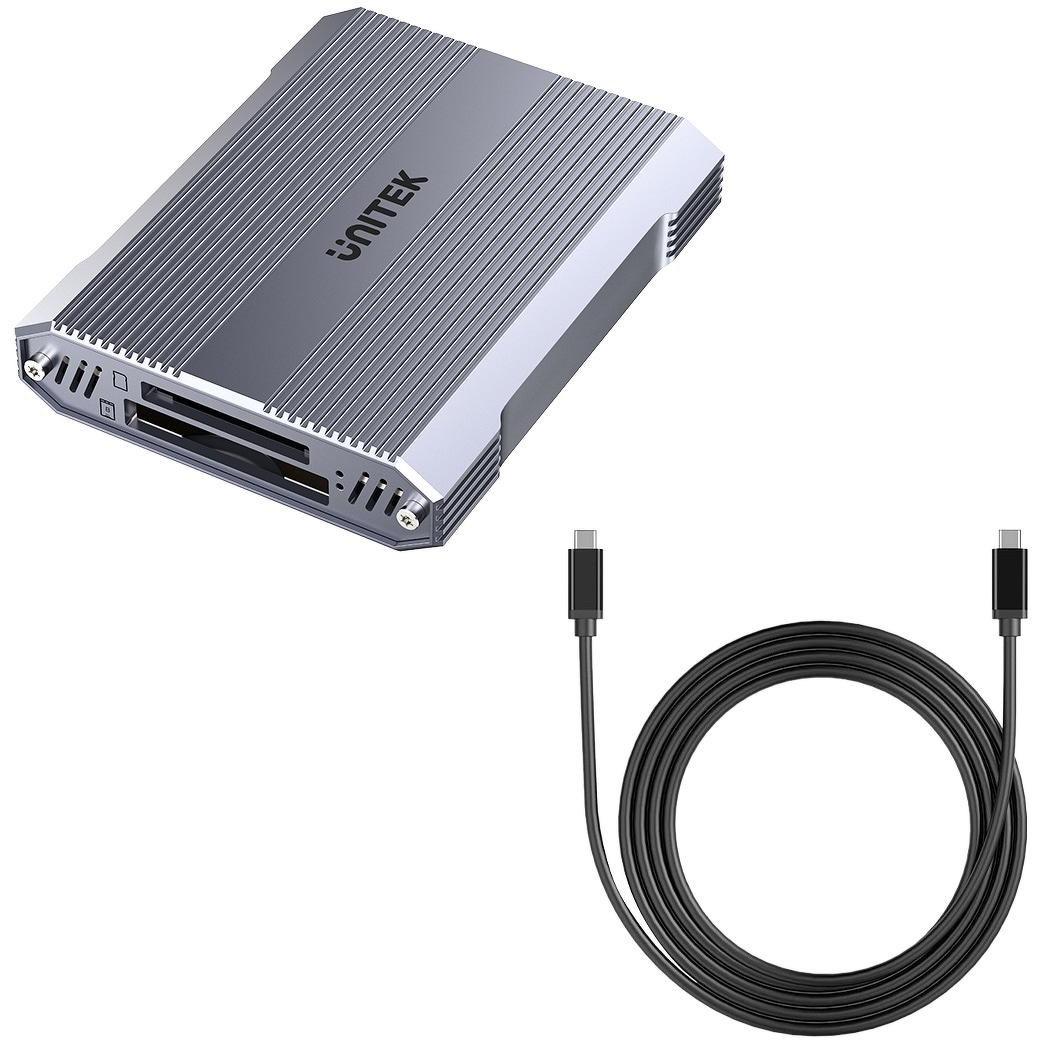 Unitek Lettore di schede CF Express SD/microSD USBA 10 Gbps + HUB, Lettore di schede di memoria